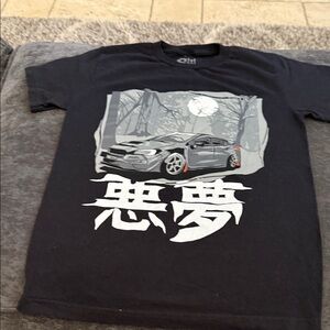 Gildan Black Tee with Car and Moon Design
